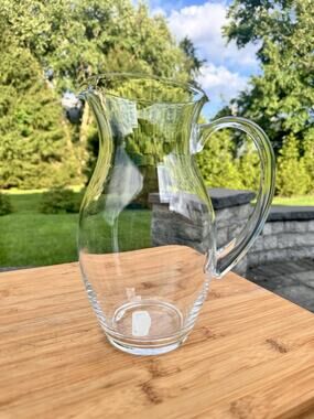 Vintage Christofle French Clear Crystal Water Pitcher Jug 48 oz